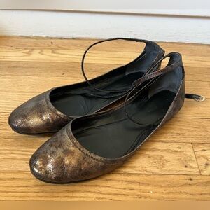 DKNY Y2K Metallic Ballet Flats size 9 with ankle strap